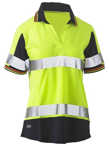 WOMEN'S TAPED TWO TONE HI VIS V-NECK POLO