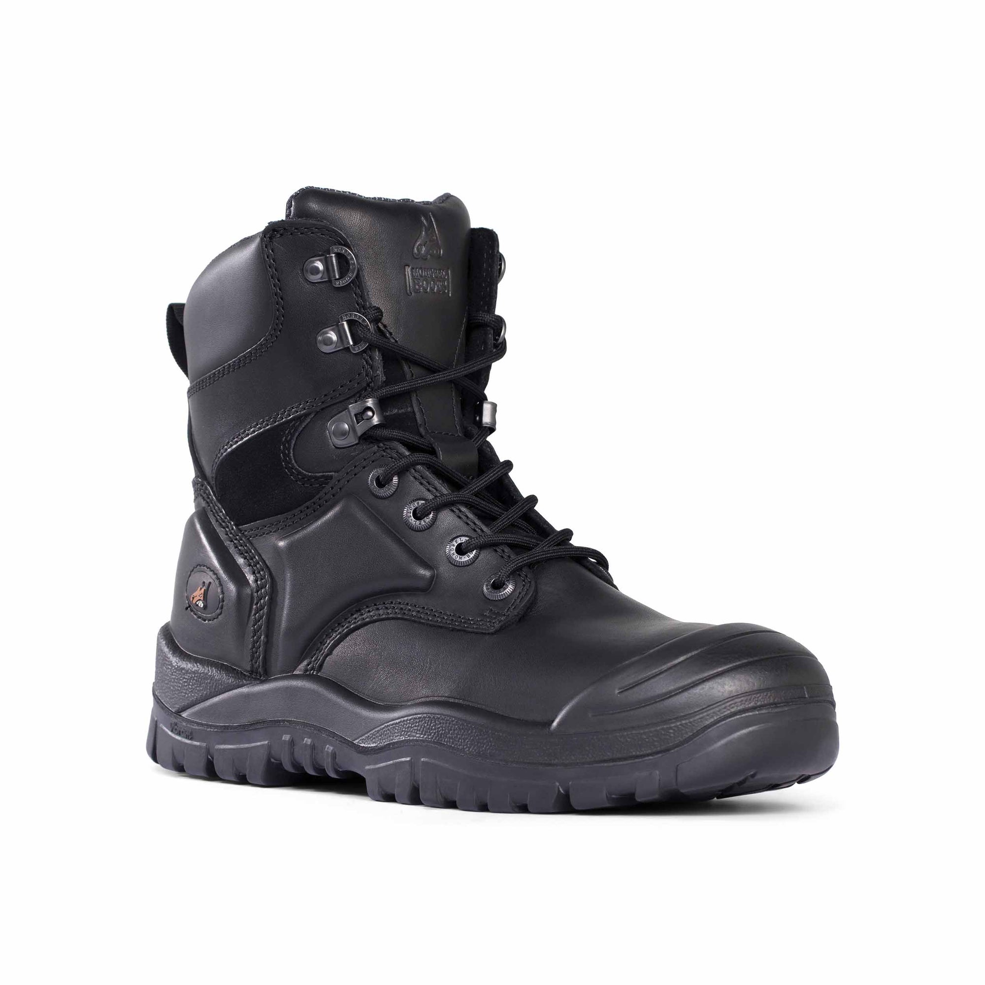 Mongrel High Leg Lace Up Boot w/ Scuff Cap - Black