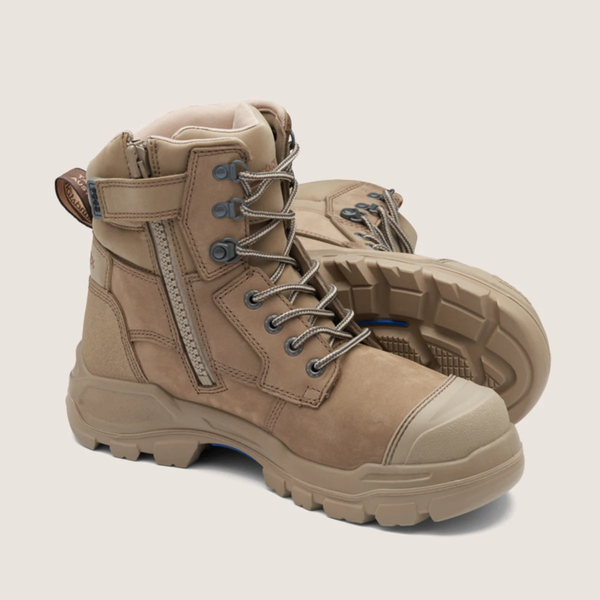 9063 Blundstone RotoFlex Steel Zip Sided Safety Boot Stone