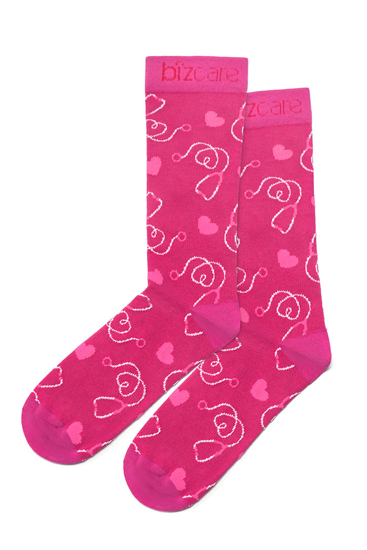 Biz Care Pink Happy Feet Unisex Comfort Socks