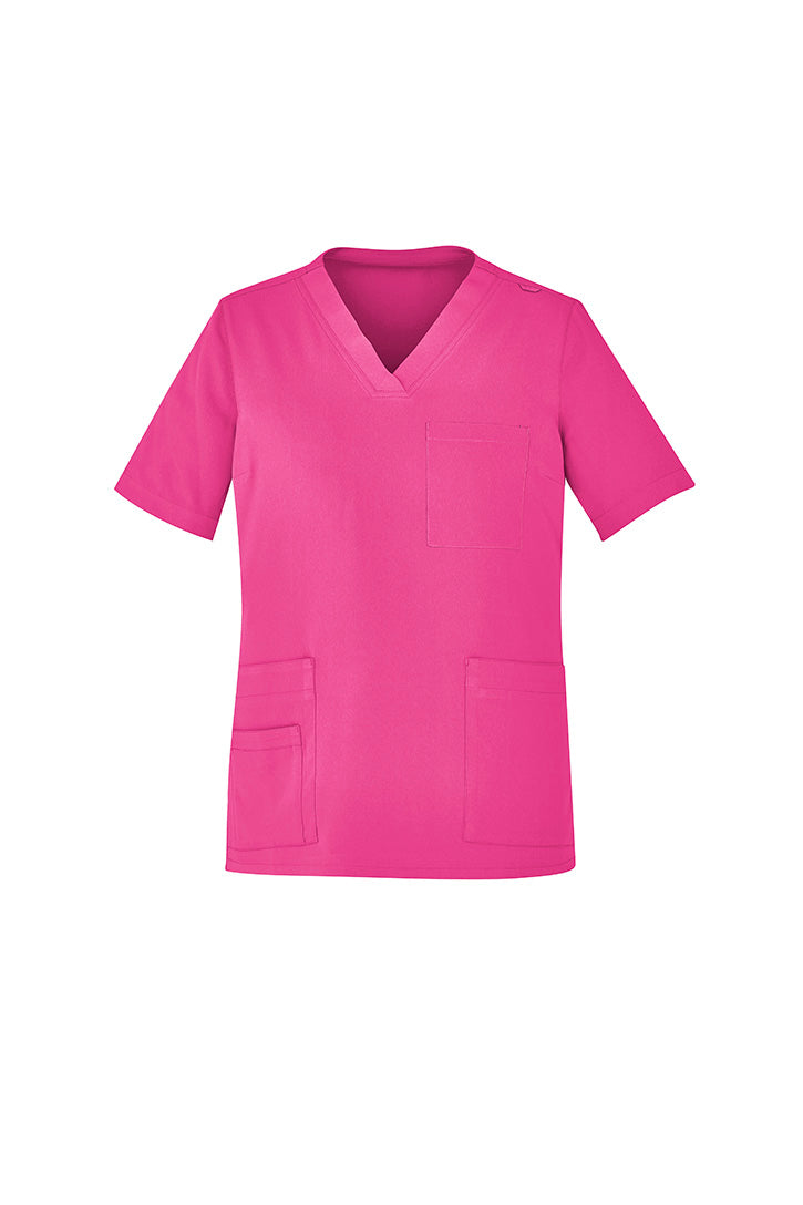 Biz Care Unisex Pink V-Neck Scrub Top