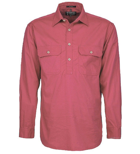 Mens Pilbara Closed Front L/S Shirt (XL-3XL)