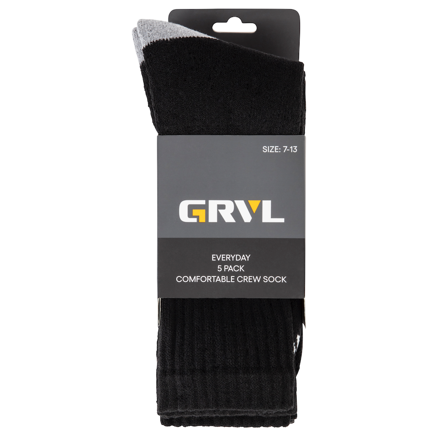 GRVL Everyday Crew Socks - 5 Pack