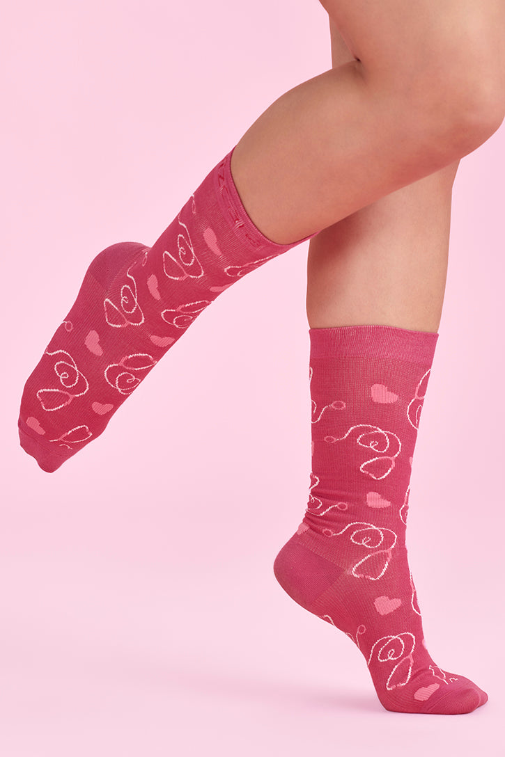 Biz Care Pink Happy Feet Unisex Comfort Socks