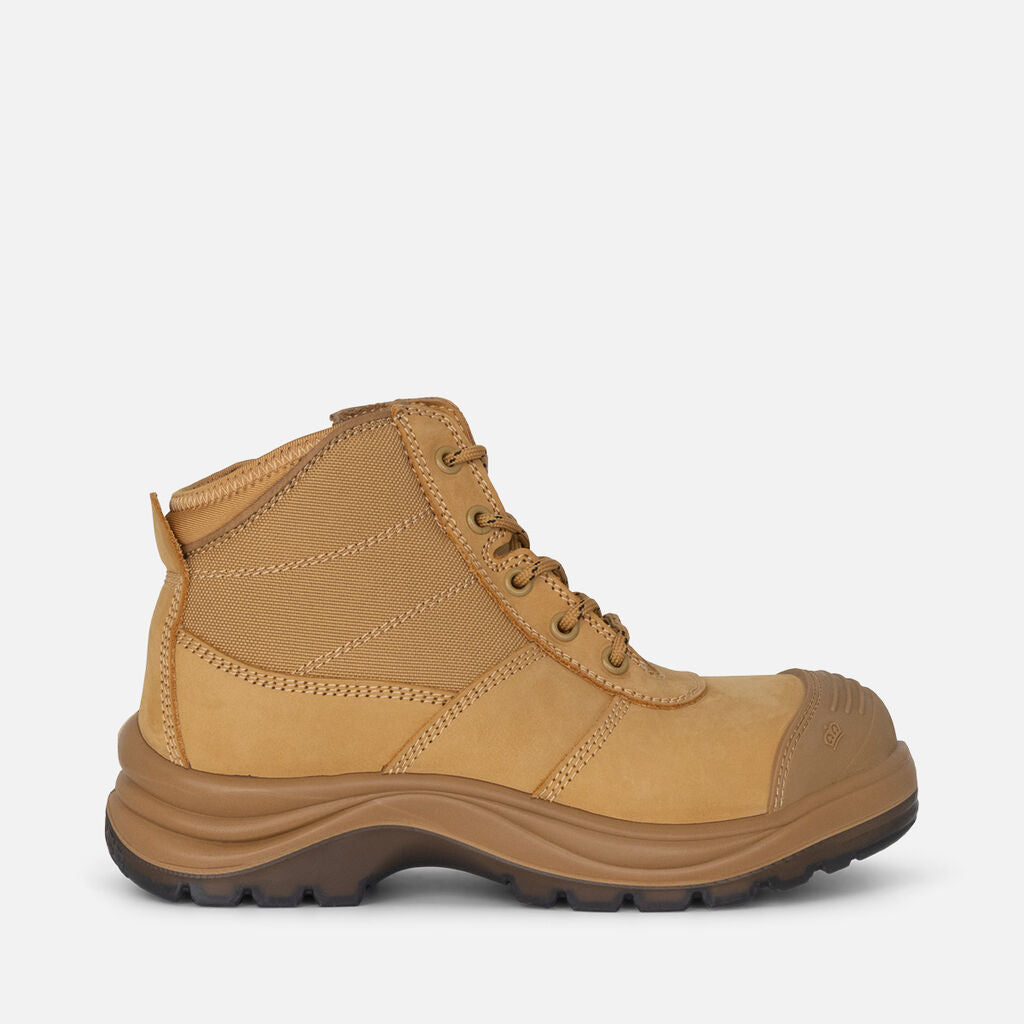 KINGGEE TRADIE WOMEN'S ZIP/LACE STEEL CAP WORK BOOTS 5" - WHEAT