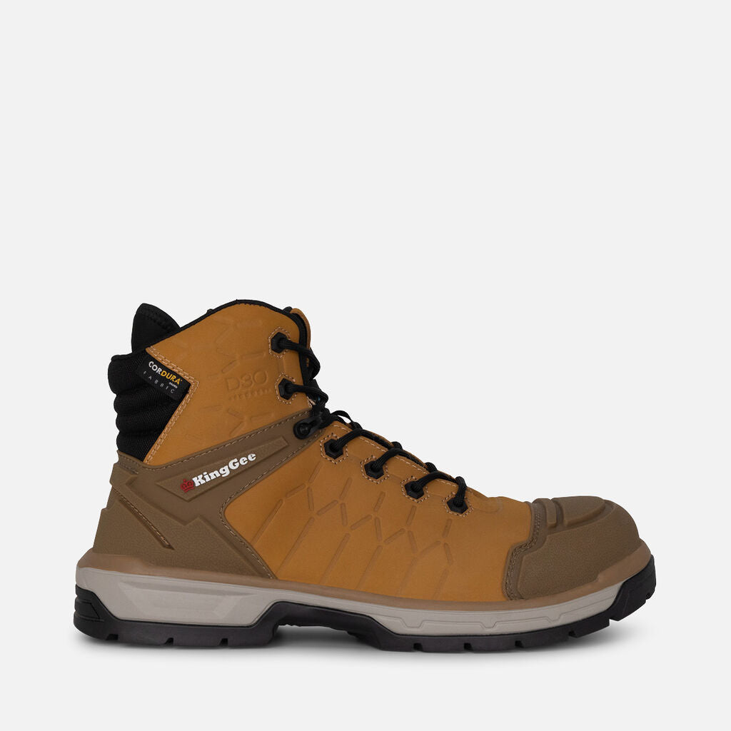 King Gee Quantum Hybrid Zip/Lace Composite Toe Work Boot 5"- Wheat