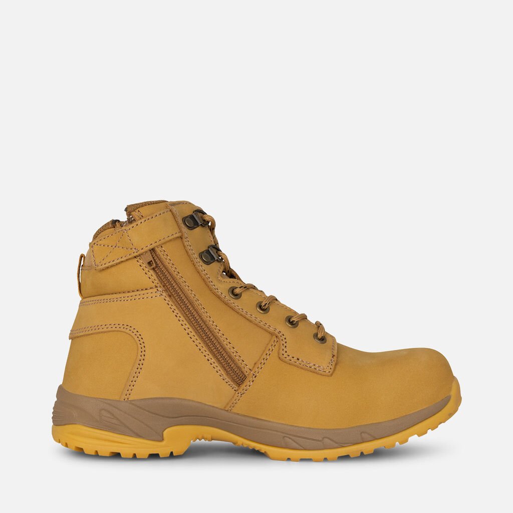 WOMEN'S TRADIE HYBRID ZIP/LACE COMPOSITE CAP WORK BOOTS 6" - WHEAT