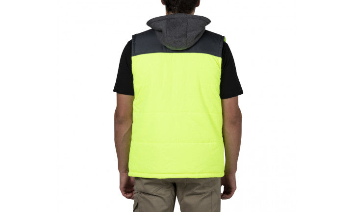 CAT Hi Vis Hooded Work Vest Yellow / Black - Worklocker Australia