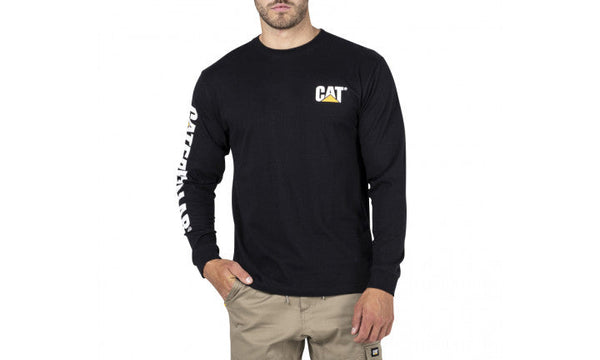 CAT Trademark Banner Long Sleeve Tee - Black - Worklocker Australia