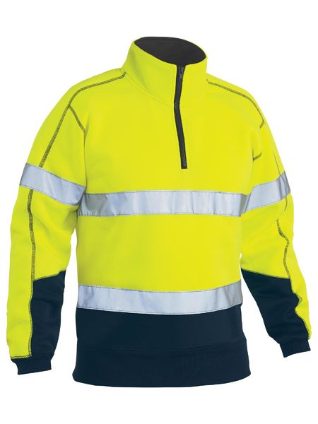 Bisley Taped Hi Vis 1/4 Zip Fleece Pullover