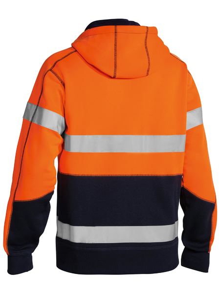 bisley Taped HI Vis Zip Fleece Hoodie With Sherpa Lining