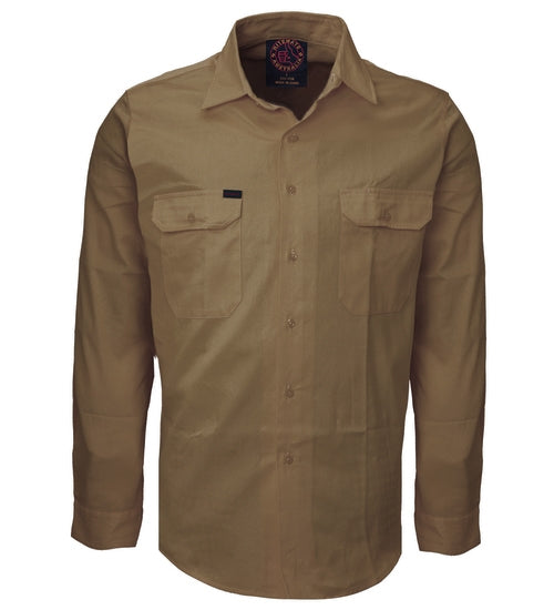 Ritemate Cotton Drill Shirt L/S Open Front