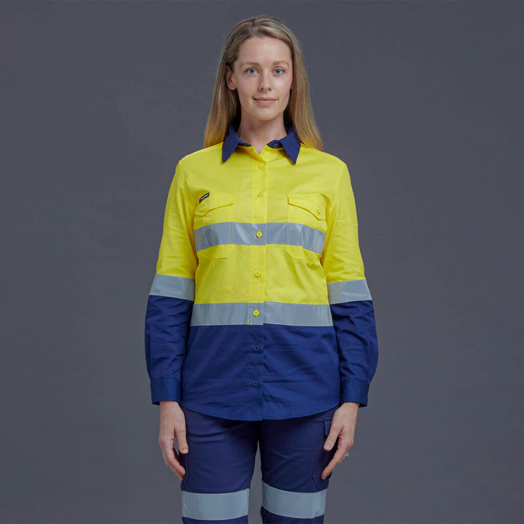 King Gee WC2 Wmns Hi Vis Ref Spliced Shirt L/S