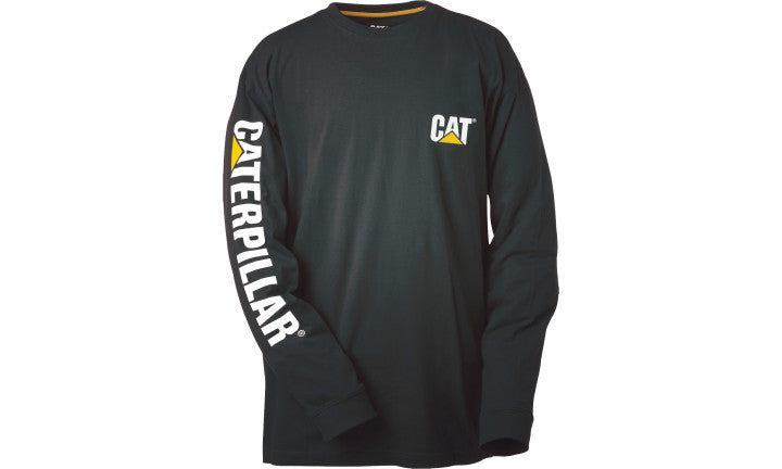 CAT Trademark Banner Long Sleeve Tee - Black - Worklocker Australia