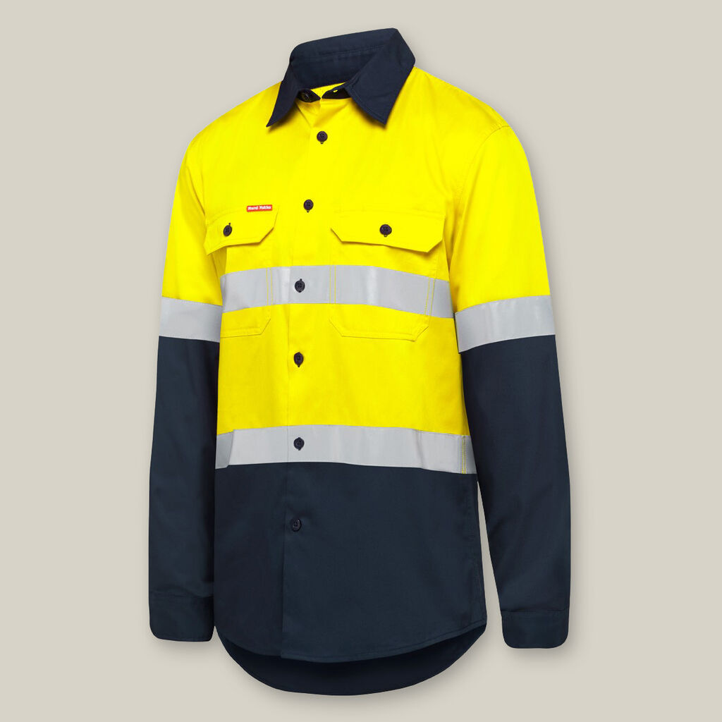 Hardyakka Core Hi Vis Long Sleeve 2 Tone Taped Vented Cotton Shirt